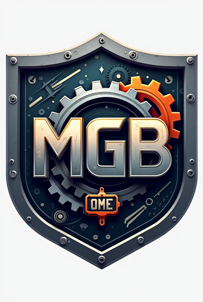 Create a mechanical engineering themed logo with the initials MGG and a small OME
