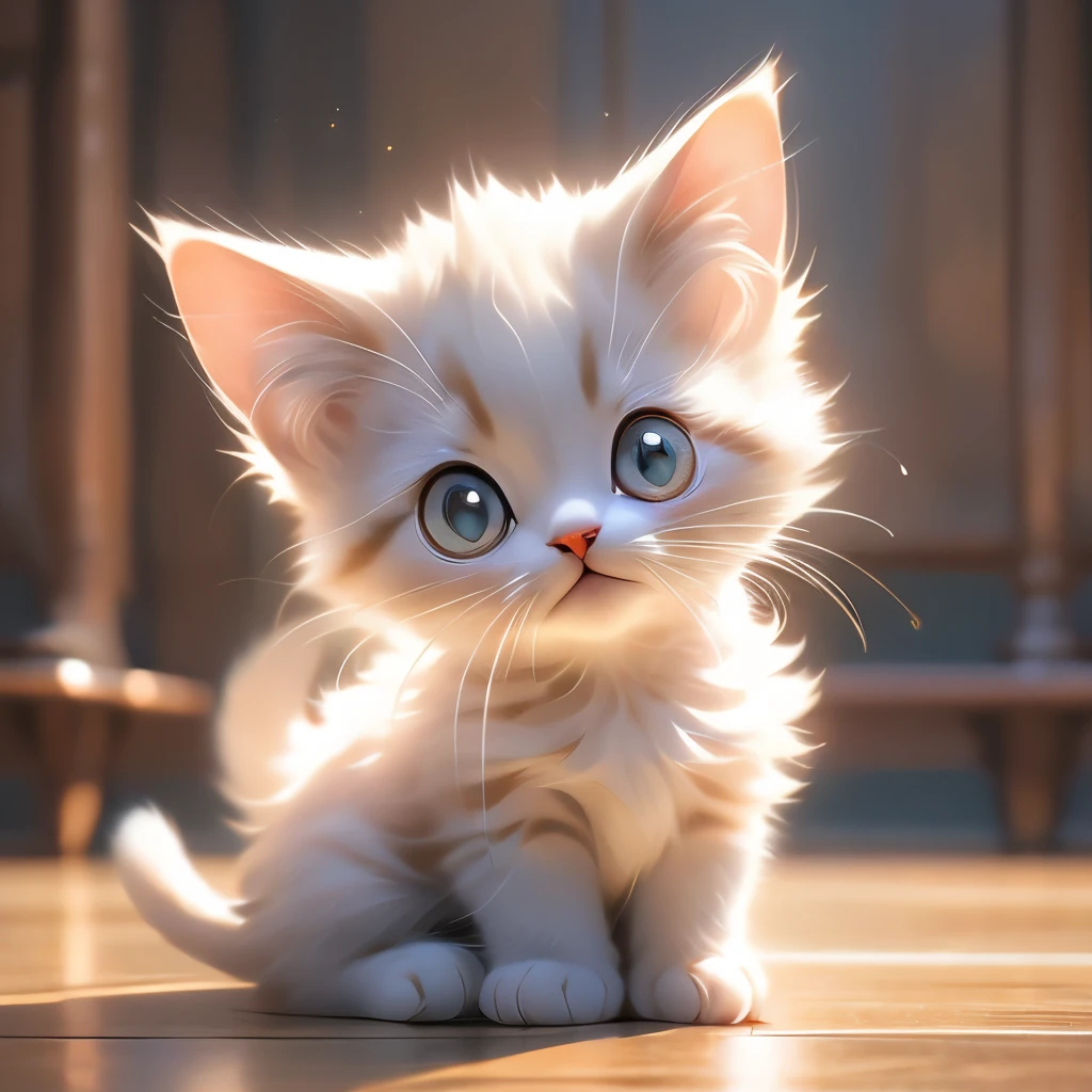 there is a small kitten that is sitting on the floor, adorable appearance!!!, painfully adorable, cute and adorable, beautiful and cute, cute cat, has a very realistic look to it, adorable and cute, she has a cute face, awesome cat, lovely and cute, calico cat, incredibly cute, ultra realistic!!!, the cutest kitten ever, two headed cat
