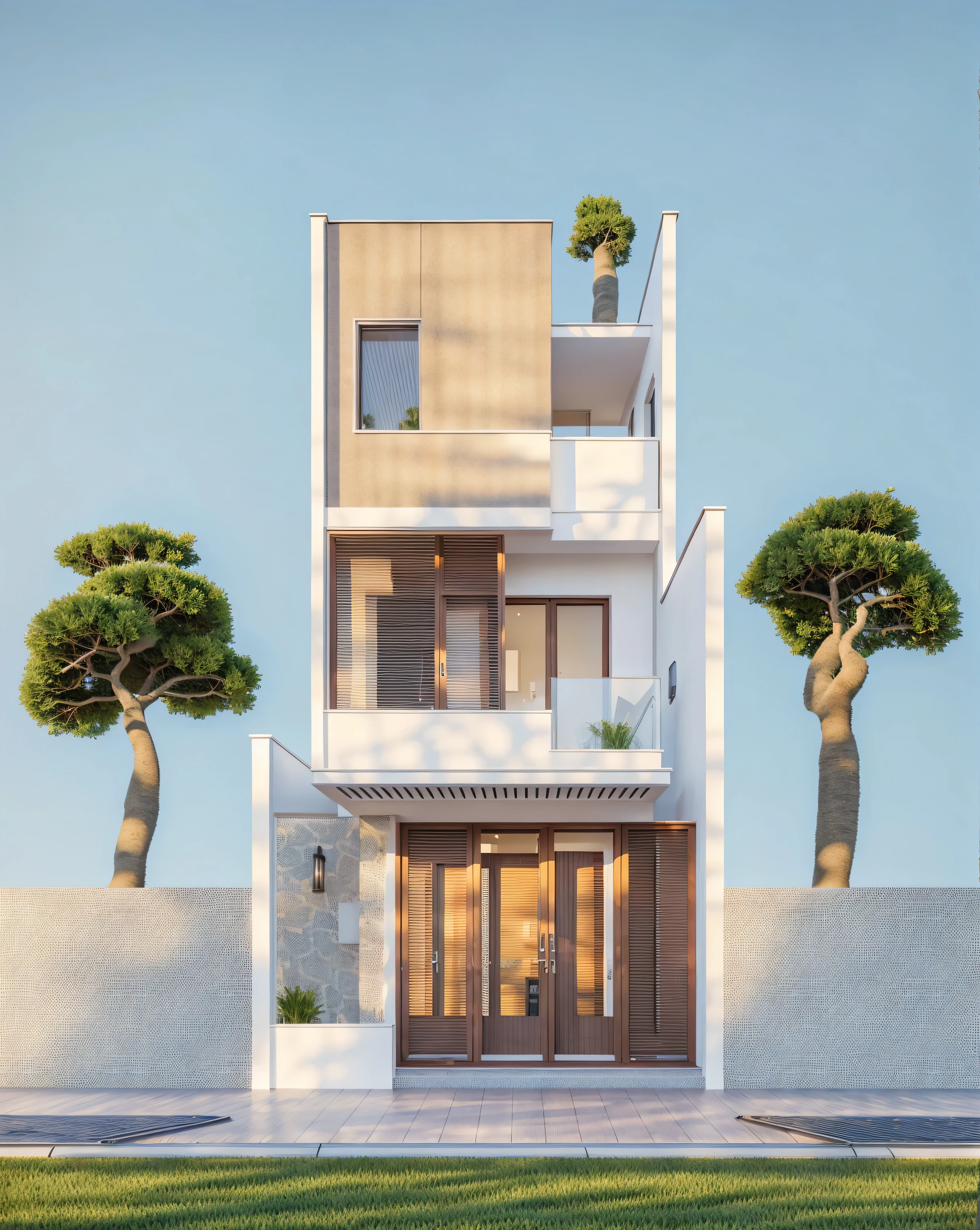 PLATEFORME KTHOUSE, Beaucoup de belles fleurs rouges le long de la route:1.3, Romantique, 1 maison de style néoclassique, La maison de ville est faite de murs blancs, Belle lumière, journée de beauté, ensoleillé, Beaucoup de bougainvilliers rouges le long de la route:1.3, belle sensation de jeunesse :1.2, soleil à midi, Très belles ombres, 