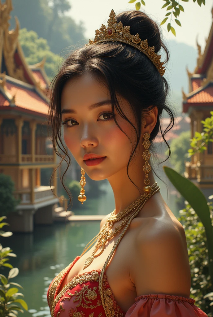generate an image  Women Lao beutyfull in that luang
