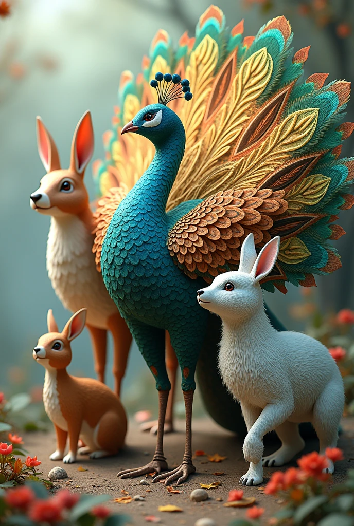 rabbit spring autumn deer summer peacock polar bear winter each one like a season of the year could be the peacock more peacock
