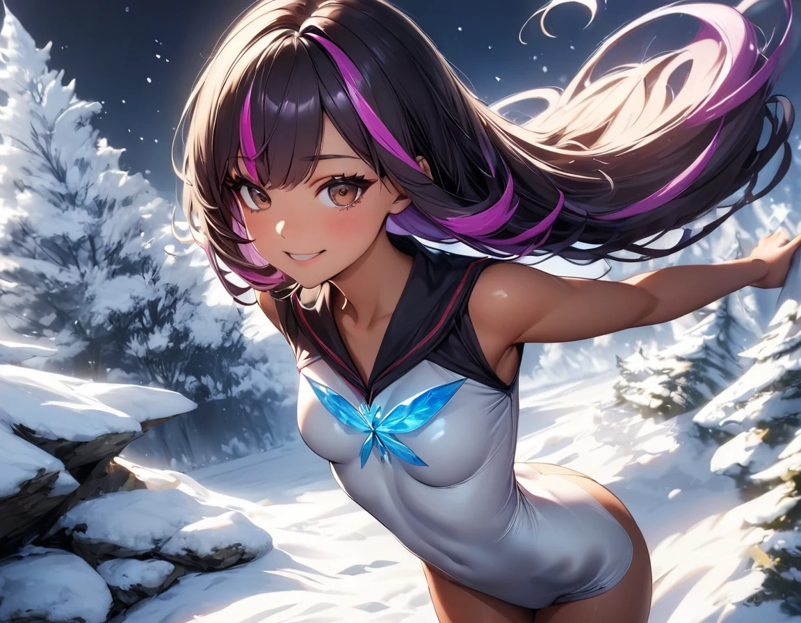 rave woman,1 woman 45 years old ,((extremely cute and beautiful black haired girl)),(breasts big:1.4),(Asian girl),((((Black hair with turquoise highlights:1.35,slickedback hair,long hair:1.4,colored inner hair,ear breathing)))),(((Pink_eyeballs:1.3))),intricate eyeballs,beautiful detailed eyeballs,symmetrical eyeballs,((fatter)),((((shining skin:1.5,skin tanned,shining skin:1.5,skin tanned,shining skin,very shining skin,shinny body)))),(spider lower abdomen,inflated legs,body detailed,(face detailed)), cute,slutty,seducer,Erotic,(nsfw), zetai ryouiki,revealing clothing,show the skin,((rave print rave bikini,((rave mini skirt)),visible thong straps)),((underwear strap)),(wearing a rave dance outfit:1.3,rave dance clothes,semi-nude,with little clothes),((intricate outfit,intricate clothes)), (dynamic pose:1.0),embarrased,(centred,scale to fit dimensions,rule of thirds), ((snowy pine forest at night)), with dark and stormy clouds,winter,scenario:1.25,((snow forest background)),Christmas tree, high resolution,sharp focus,(ultra detaild,extremely detaild),(photorealistic art:1.37),(extremely detaild CG unity 8k wallpaper),(((swirly vibrant colors,vibrant theme))),(intricate),(work of art),(best qualityer)