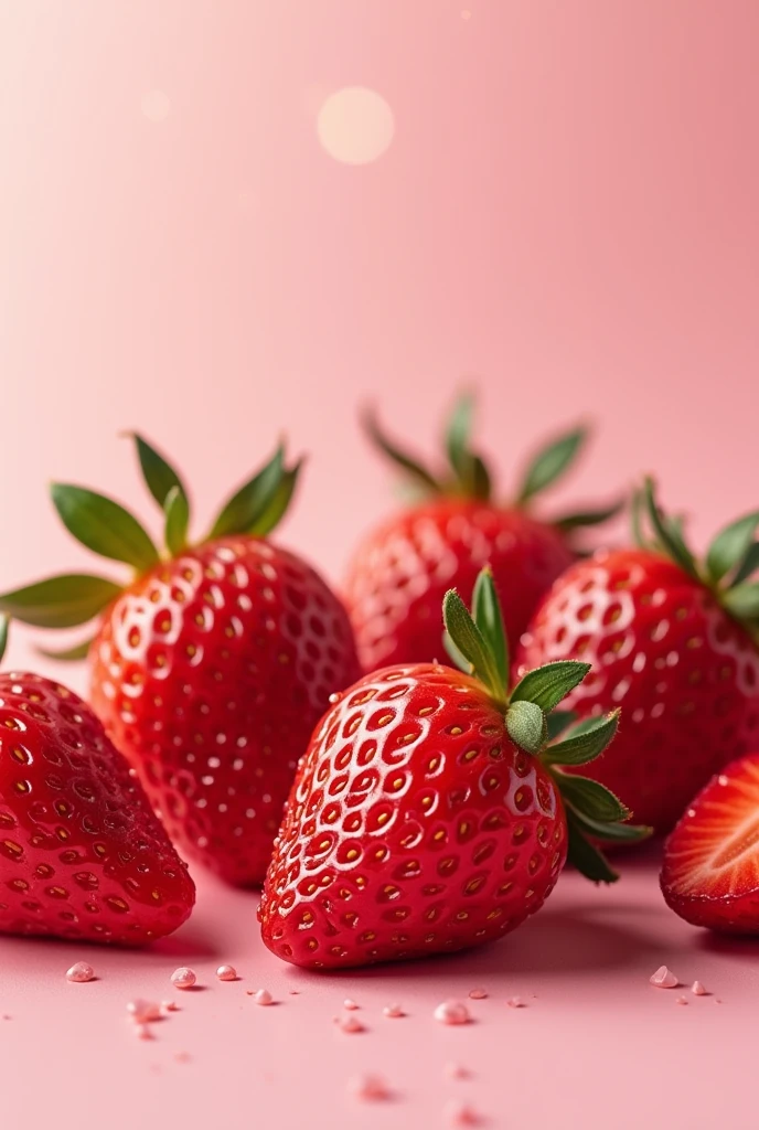 
Strawberries with pink background