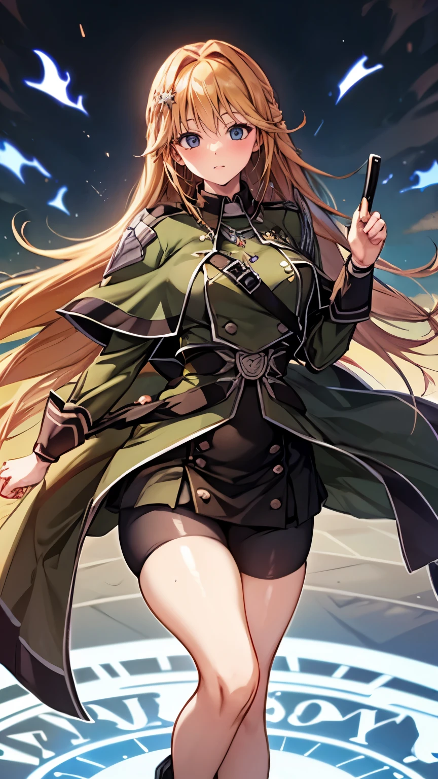 (Very delicate and beautiful:1.2)super model,,Beautiful breasts,voluptuous,【bike shorts】,,【3girls】,,Highest quality, High resolution, 8k,mini skirt,uniform,knife,Blue Flame.magic circle.