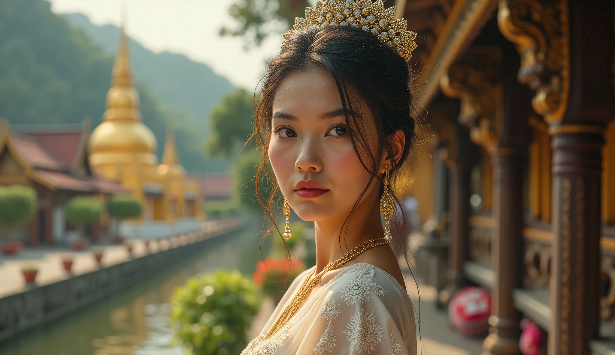 generate an image  Women Lao beutyfull in that luang
