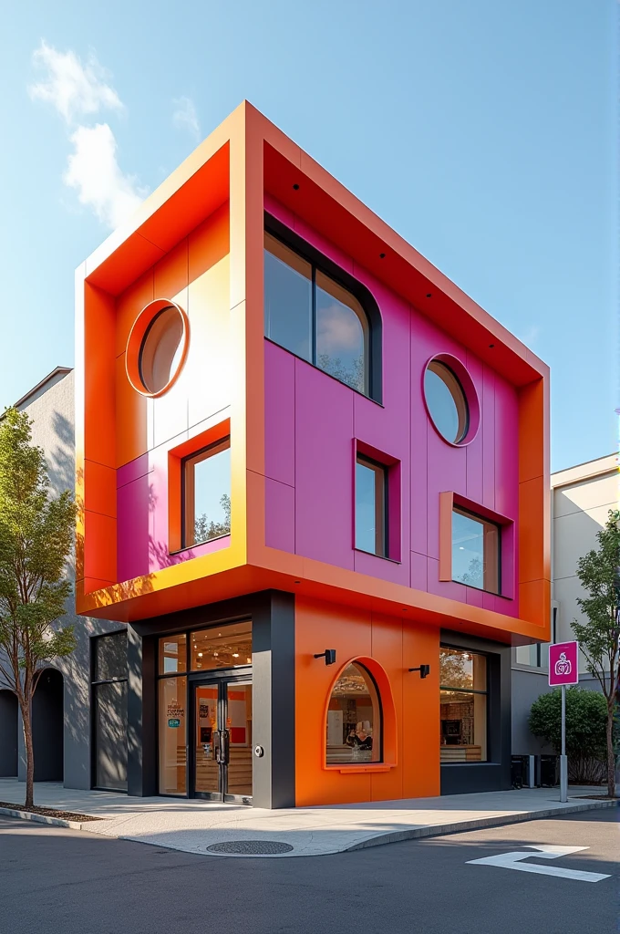 Give me exterior design like Dunkin' donut but not totally dunking donut