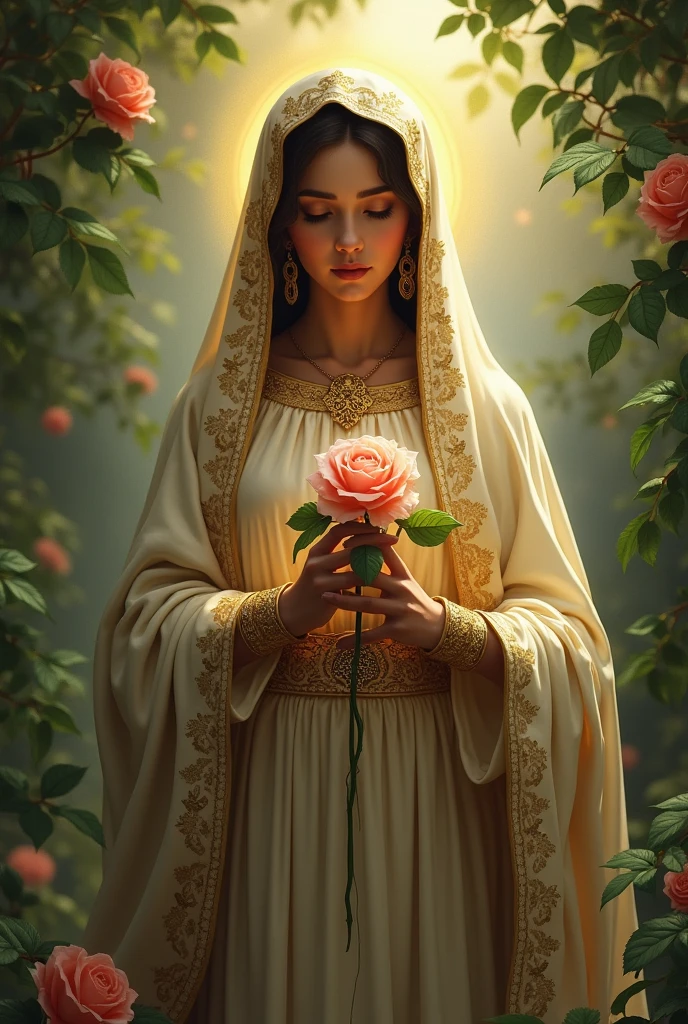 Virgin of Chiquinquira with a rose