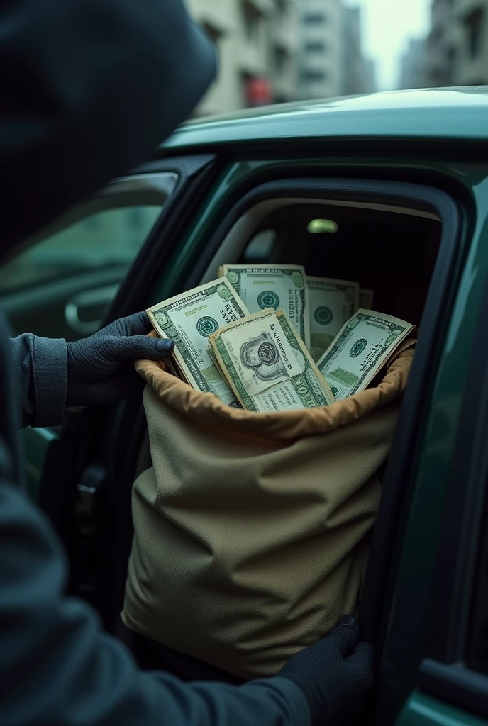 A bag with bundle put in car with full of cash in indian rupes