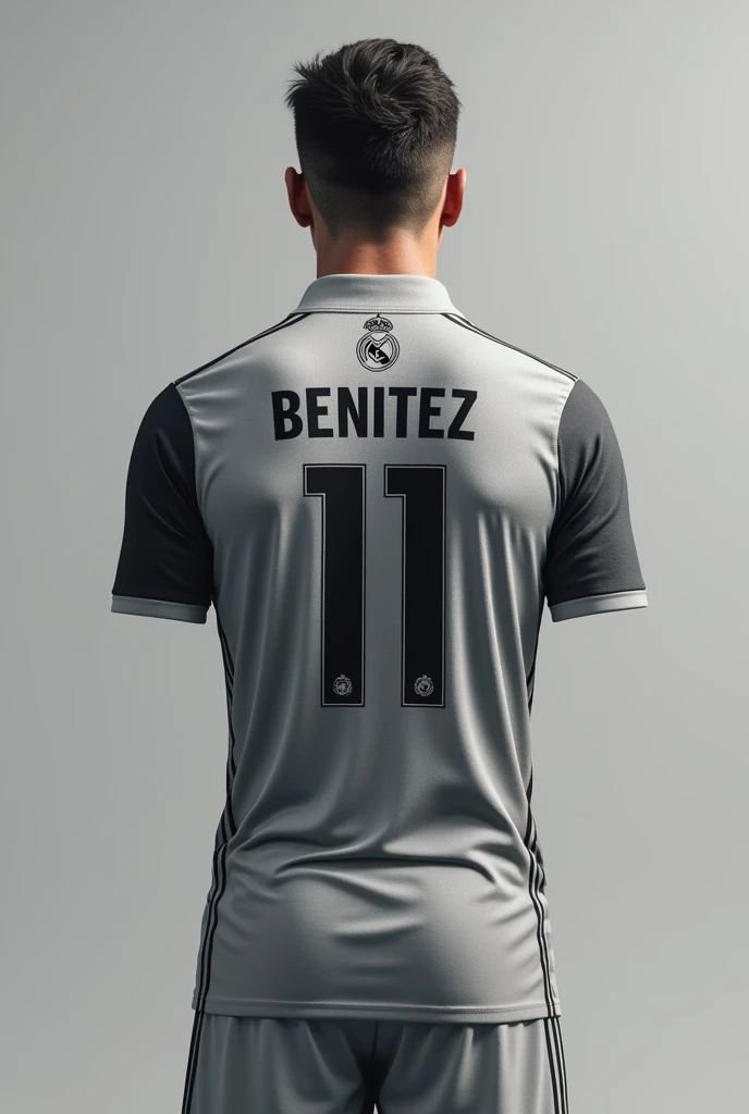 Real Madrid grey shirt 24/25 with BENITEZ as the name and the number 11
