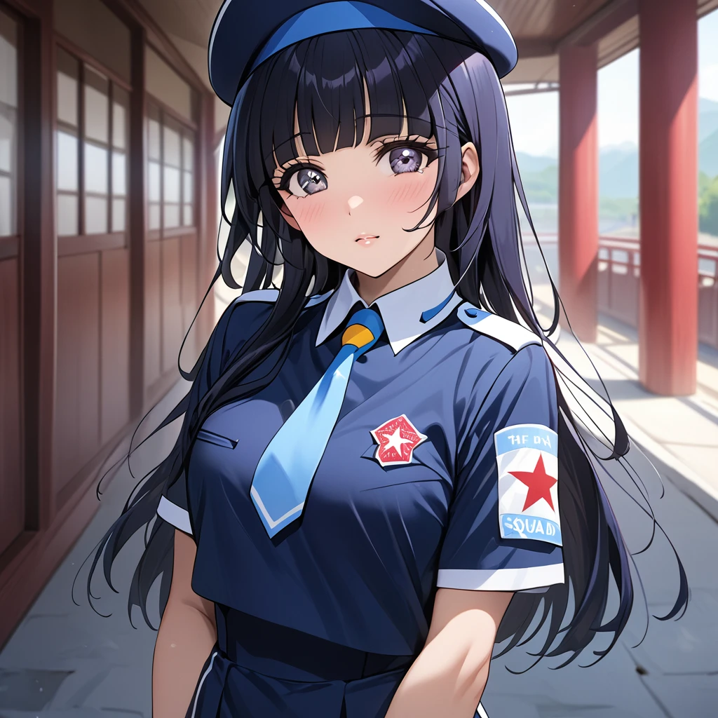 ((Highest quality)), ((masterpiece)), (detailed), （Perfect Face）、The woman is Reika Aoki with semi-long hair、The woman is a member of the North Korean Joy Squad and is wearing a North Korean Joy Squad costume.
