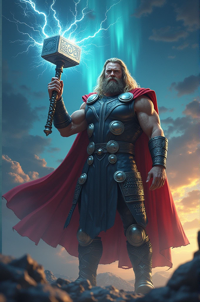 Believe me the image of Thor. But as described in Norse mythology. in the sky, with the mjölnir in his hand ready to launch a powerful ray