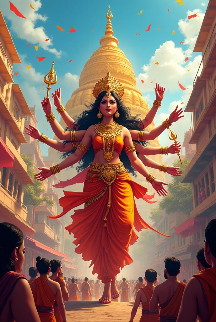 Happy durga pooja indian festival background,realistic,illustration image
