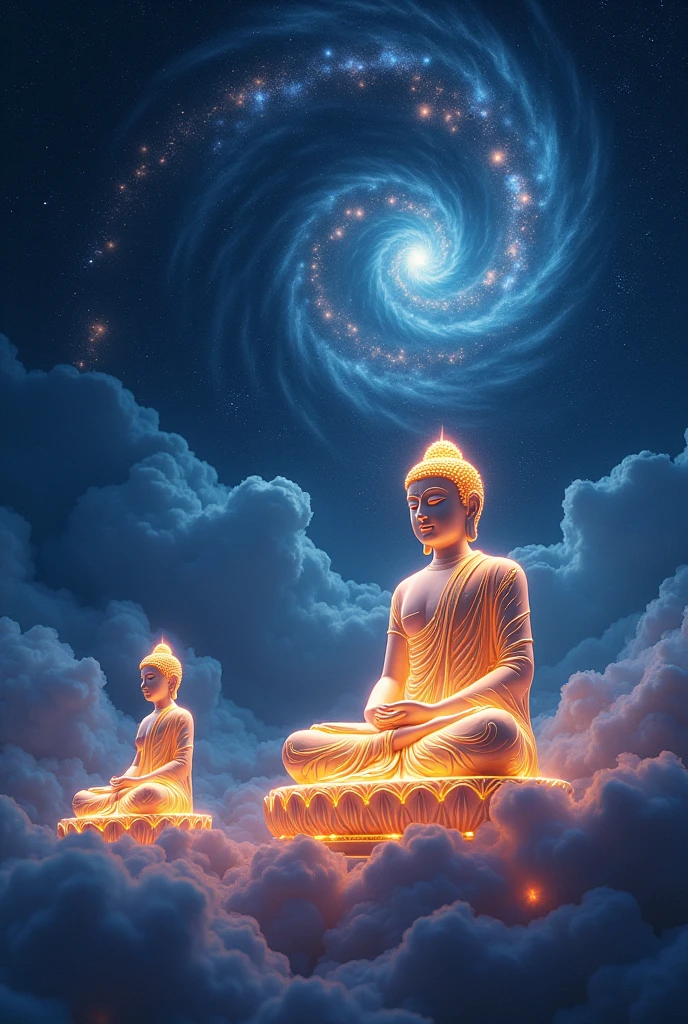                           ( perfect anatomy ) light painting(Use only golden light lines to draw Buddha statues)  The Buddha statue painted with golden light is in the dark starry sky. Kindness and compassion are in the meditation seat in the sky. The background has vortexes, high dynamic rotating stars, clouds, blue and purple, wide-angle lens shot from bottom to top. Serenity, simple aesthetics, art master masterpiece, movie scene, very detailed masterpiece., fair. Realistic, fresh and elegant aesthetic style airbrush digital oil painting is very beautiful, Perfectly composed and exquisitely crafted, high-quality work by a master artist
