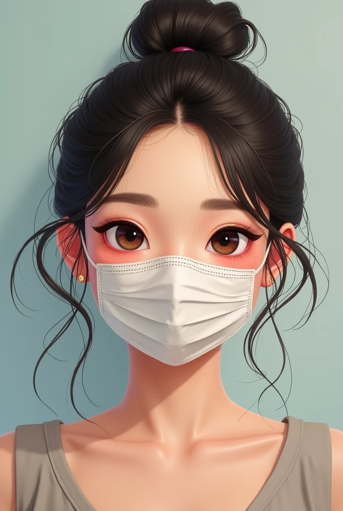 Generates an aesthetic chubby girl with a face mask
