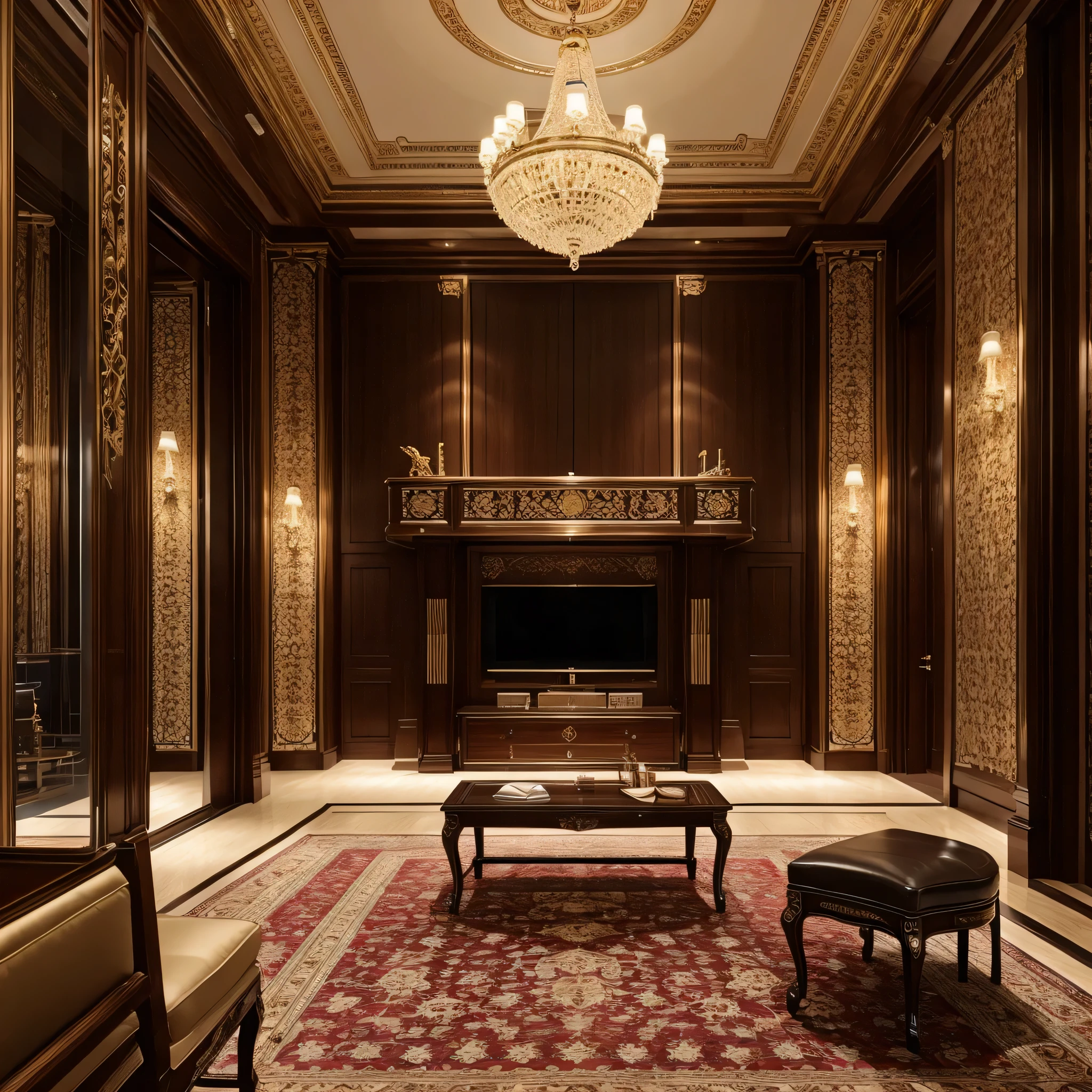 Very beautiful luxury room with music instruments very lightning with very big frame