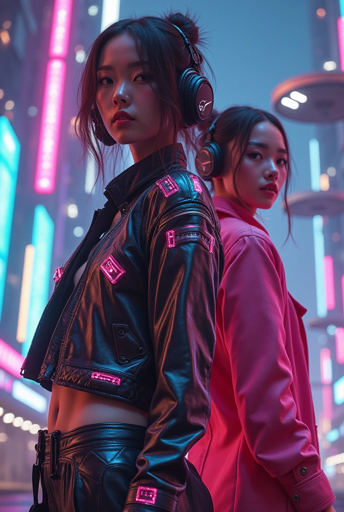 Outfits designed with cyberpunk and disco fashion
