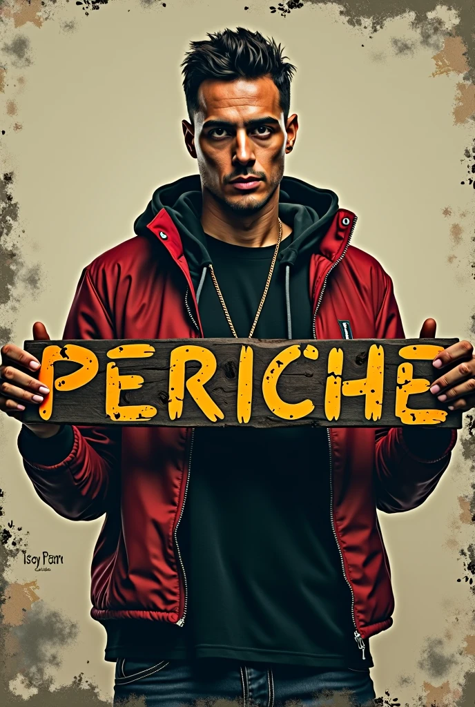 canserbero with holding a word that says PERICHE