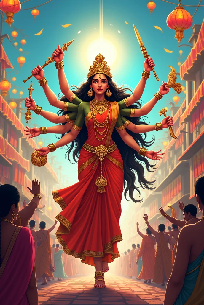 Happy durga pooja indian festival illustration background