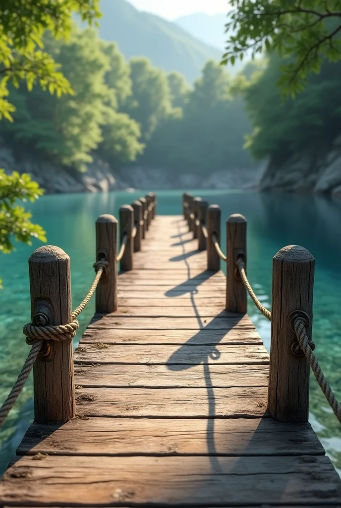 A dock with 5 posts on each side