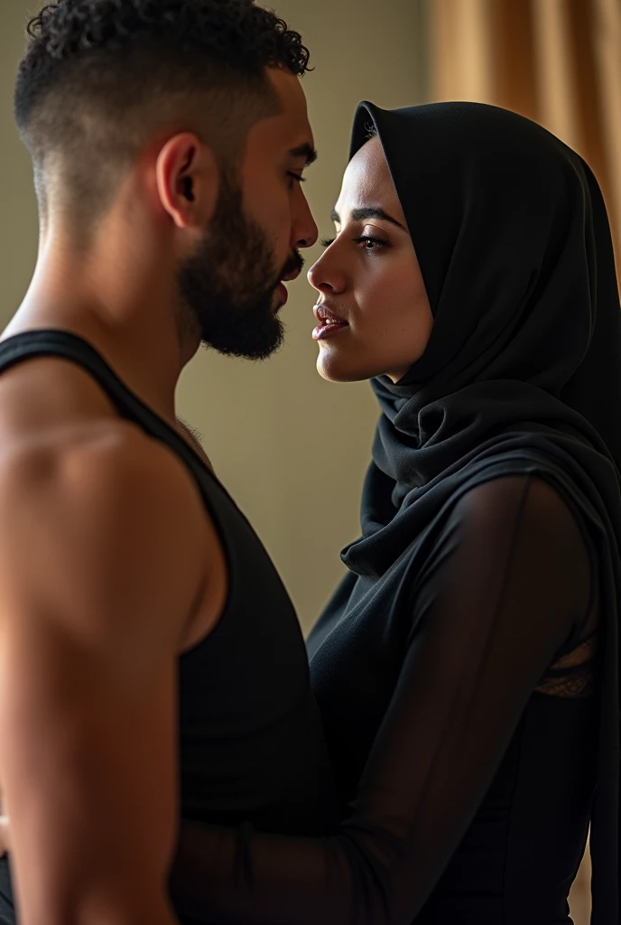 An Arab hijab I girl is giving a blowjob to a man