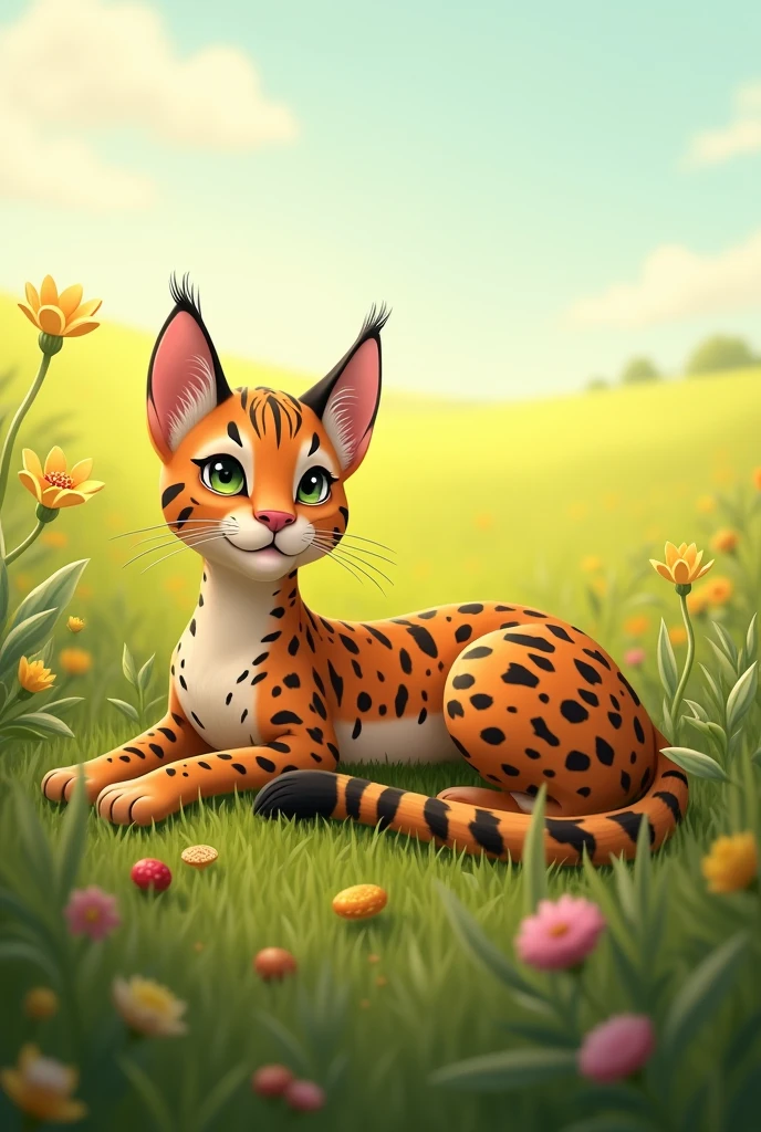 Ocelot breed cat in the field eating natural snacks logo