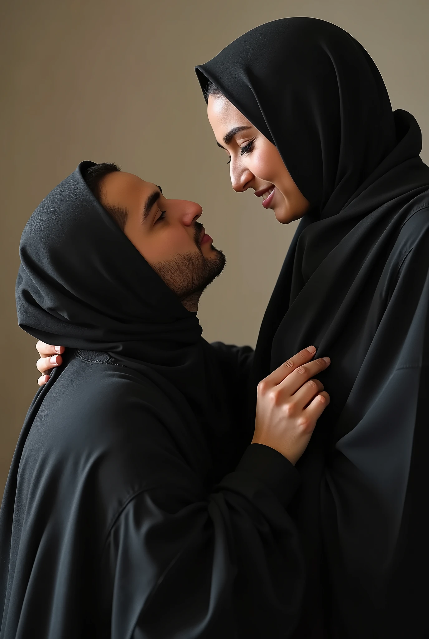 An Arab hijab I girl is giving a blowjob to a man