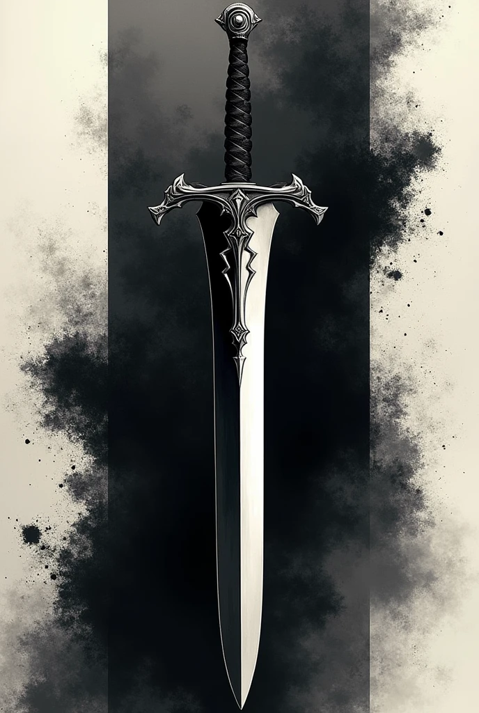 A sword of only black and white colors in manga style