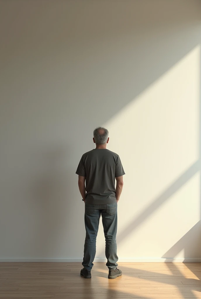 Man standing looking at the wall