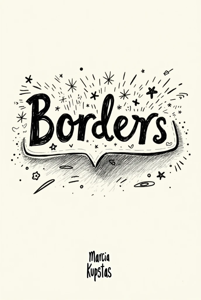 Make a new cover for Marcia Kupstas&#39;s work Borders that looks hand-drawn and has a title in Spanish that says Borders and looks like it was drawn by someone who can&#39;t draw very well. 