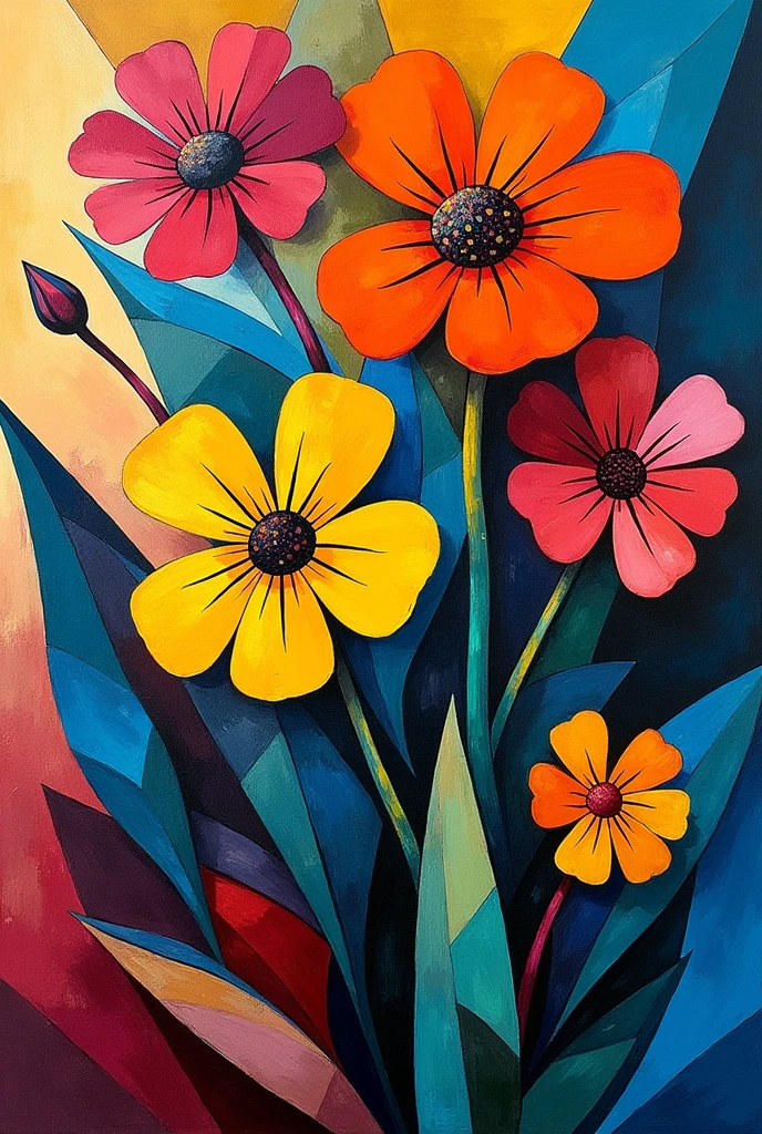 Picasso style flower painting