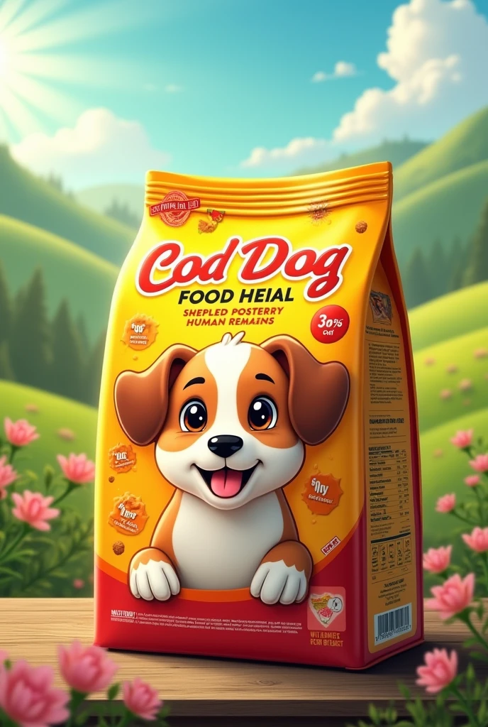 Make a dog food packaging, carnivorous call, but you have to subtly understand that it is made of human parts. But let the contract be a very tender packaging full of color.