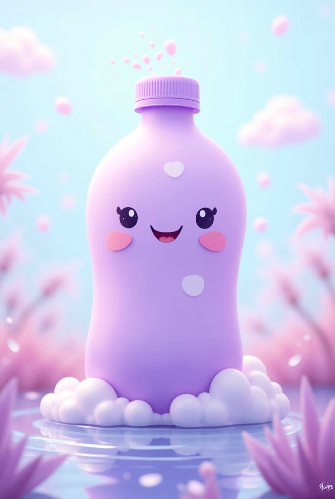 Pastel purple animated water bottle