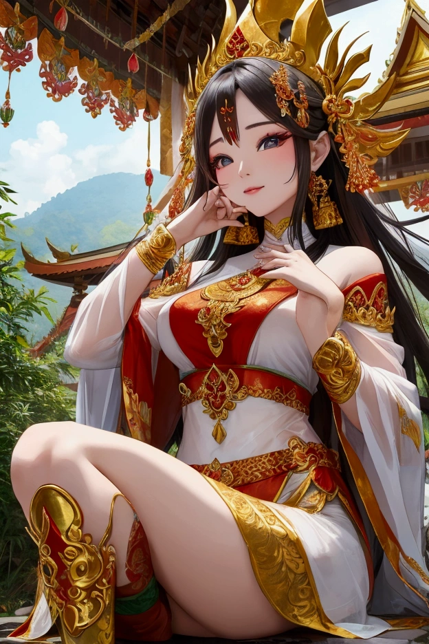 generate an image  Women Lao beutyfull in luang pha bang
