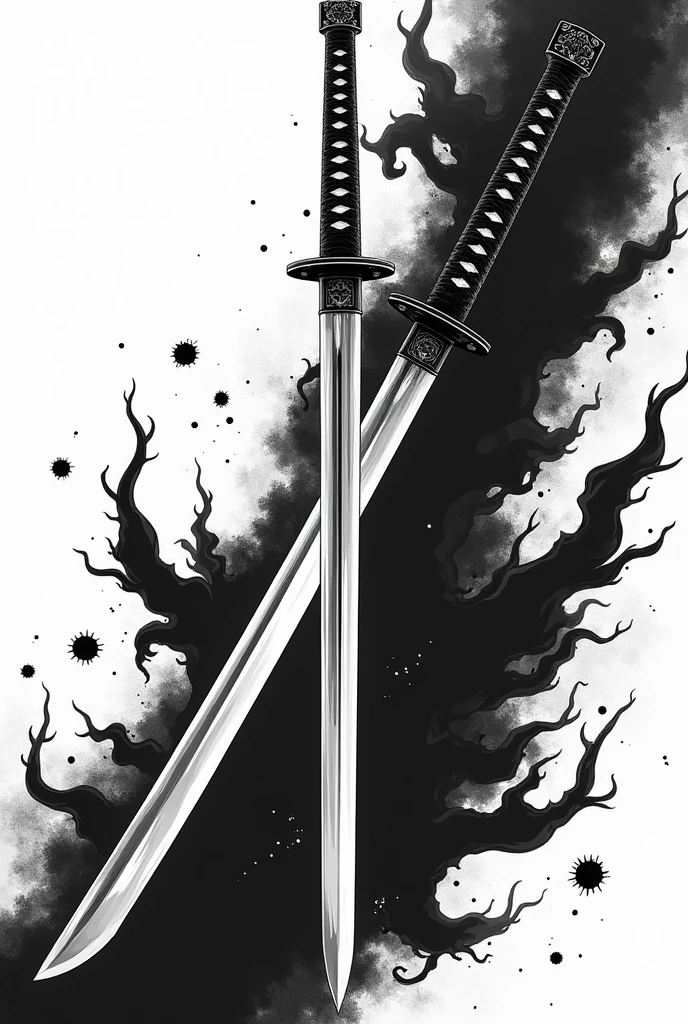 A katana in black and white anime style only