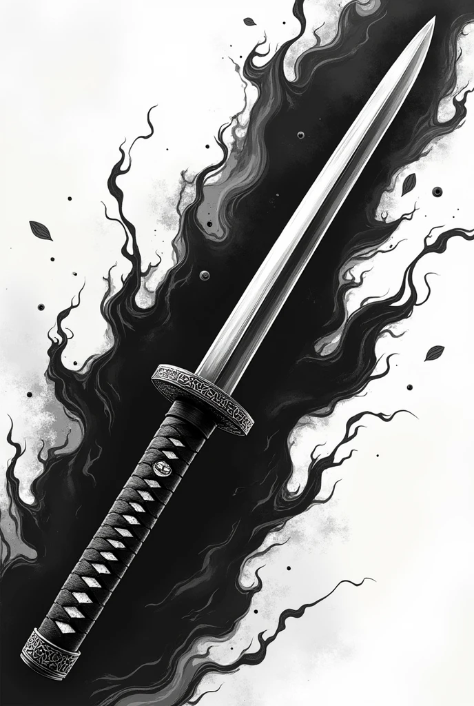 A katana in black and white anime style only