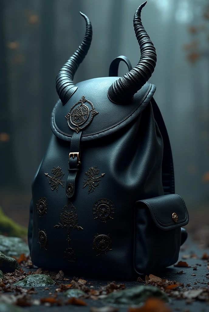 Black backpack with horns