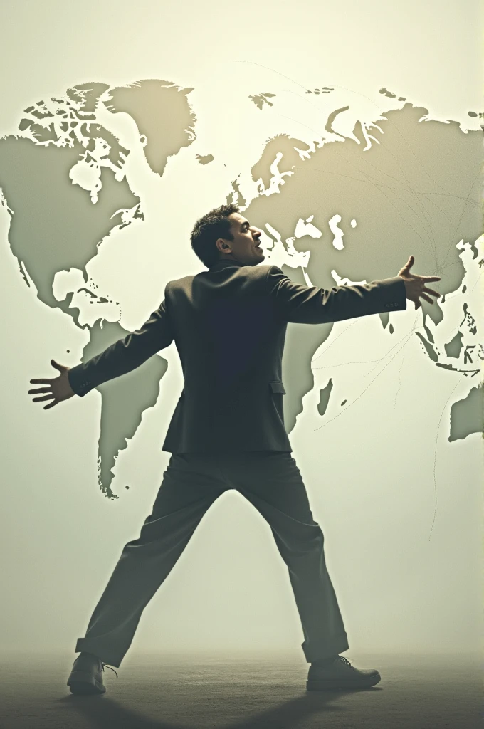 Create a image of a person catching something from globalization it must appear that it's desperate for it