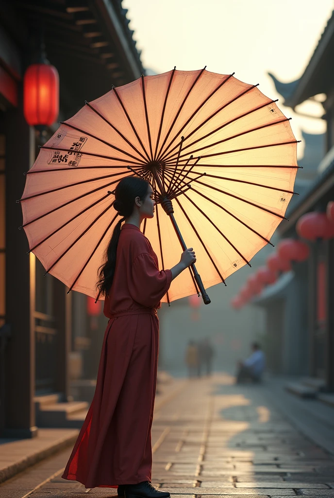 Large oil-paper umbrella with retro style