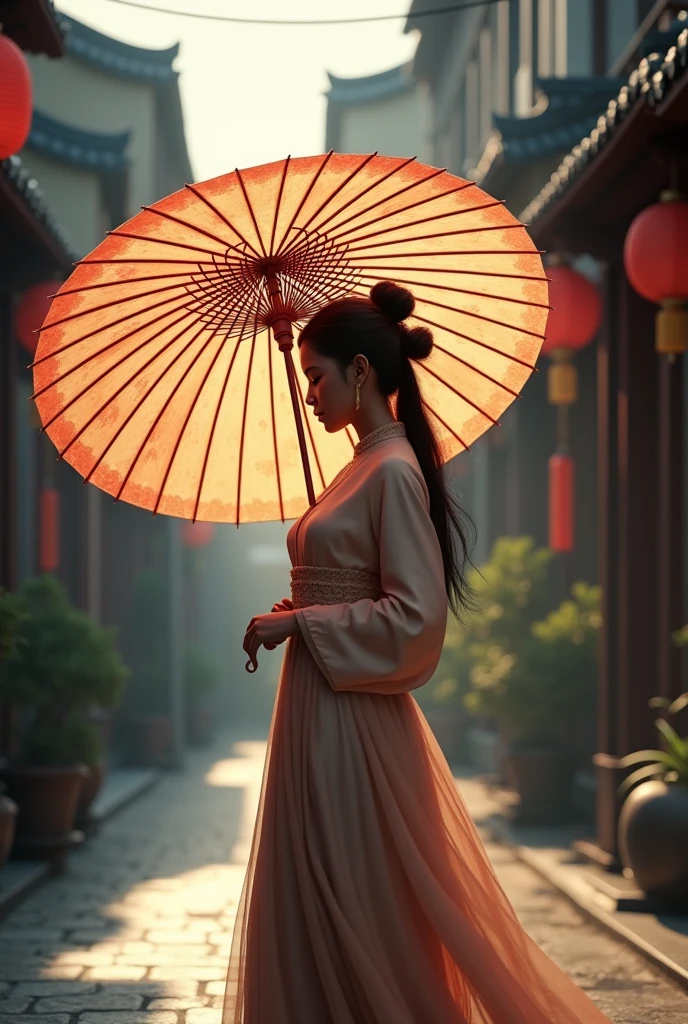 Large oil-paper umbrella with retro style