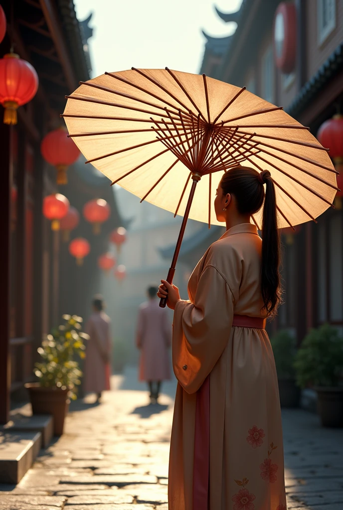Large oil-paper umbrella with retro style