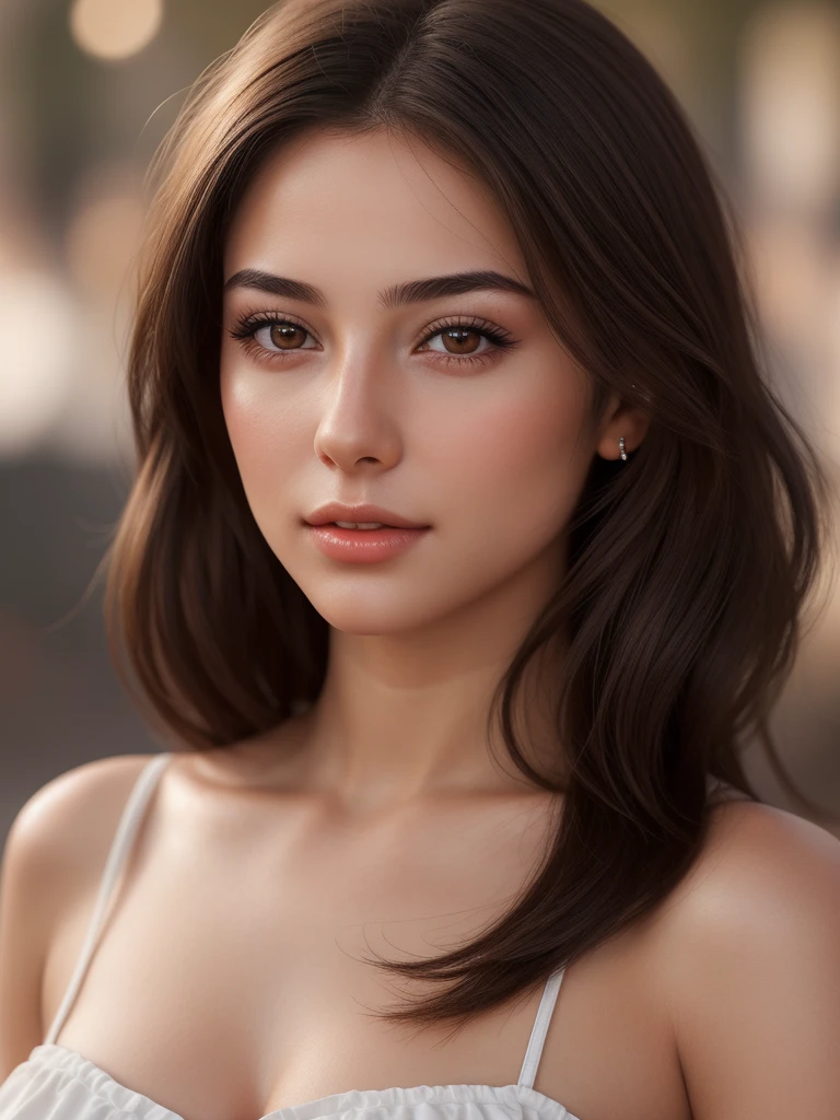 Generate the most beautiful spanish girl age 20 years old. Realistic, High Quality, very detailed hair, detailed skin, and detailed eyes.
