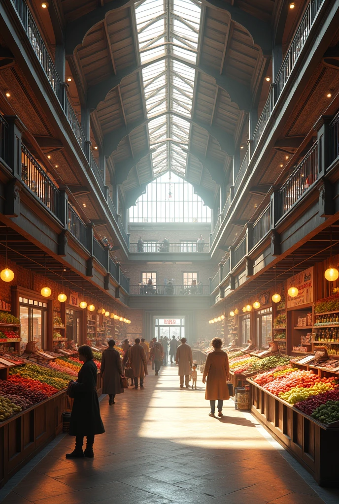 shed type second floor public market architectural interior
