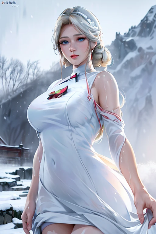 Masterpiece
(Blonde woman,The facial expression is accurate,very red lips,Anime style face,greenish blue eyes )
Group
((((The location is Fuyuyama))))
((((The location is a winter mountain in a snowstorm.))))
((((The woman is wearing a white dress:1.5))))
8k((((Snow Woman))))
8k(((((Wet)))))
((Staring at me))
Emphasize the breasts and draw the body