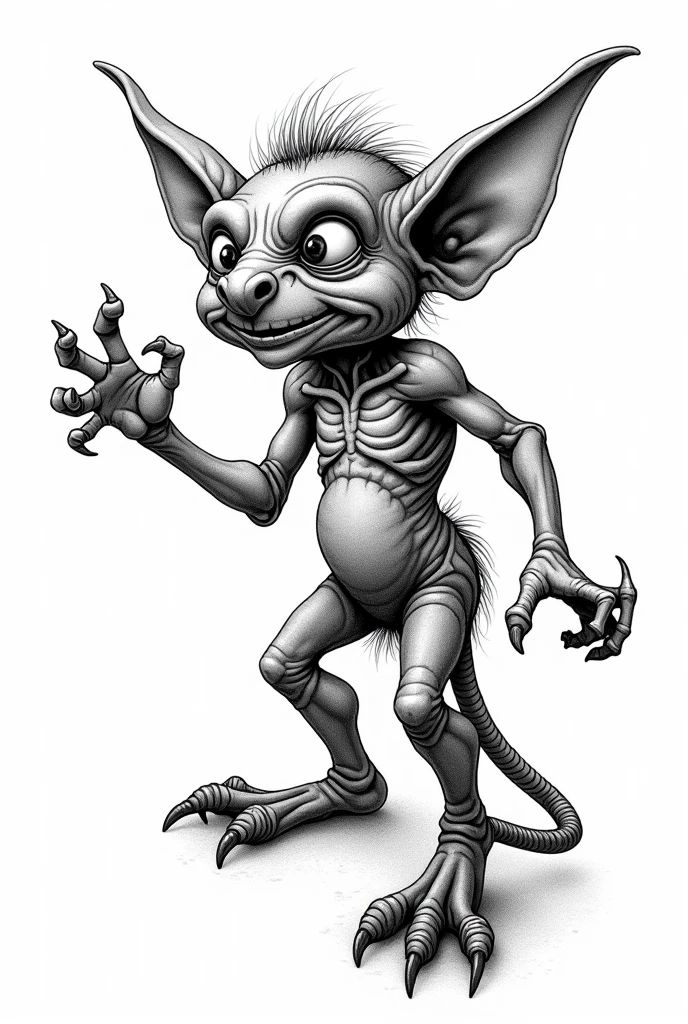 A 4k quality adult coloring book page of a Goblin, based on historic writings, high detail, no color, no darkened areas, no grey scale, no shadow.