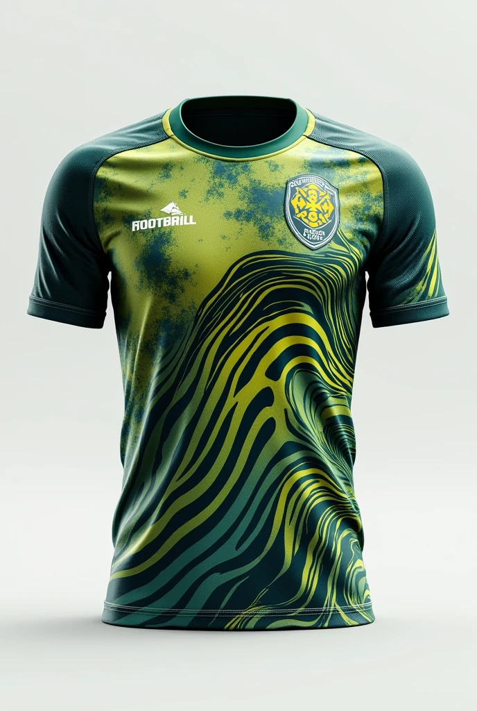 Design a football shirt under the brand name EarthFootball with a cool pattern.