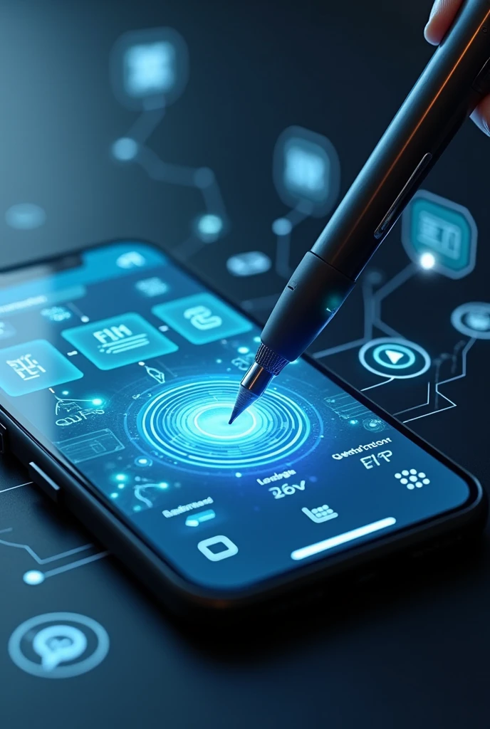 The display screen from the application on the smartphone shows the recorded data written on the Smart Pen. It has features that can manage documents, edit text, and convert handwriting to type immediately.