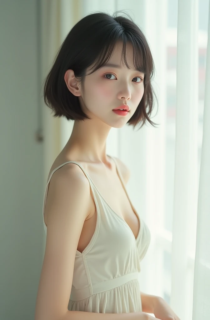 realistic and photorealistic photo、、Small breasted Japanese girls、short hair