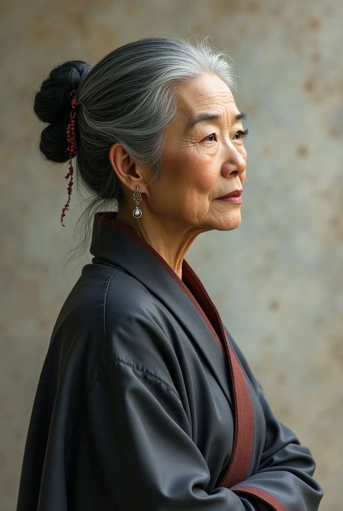 wise woman with asian features old and pretty