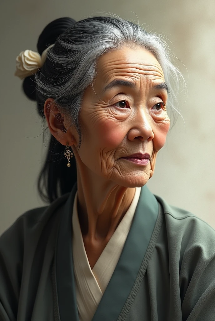 wise woman with asian features old and pretty