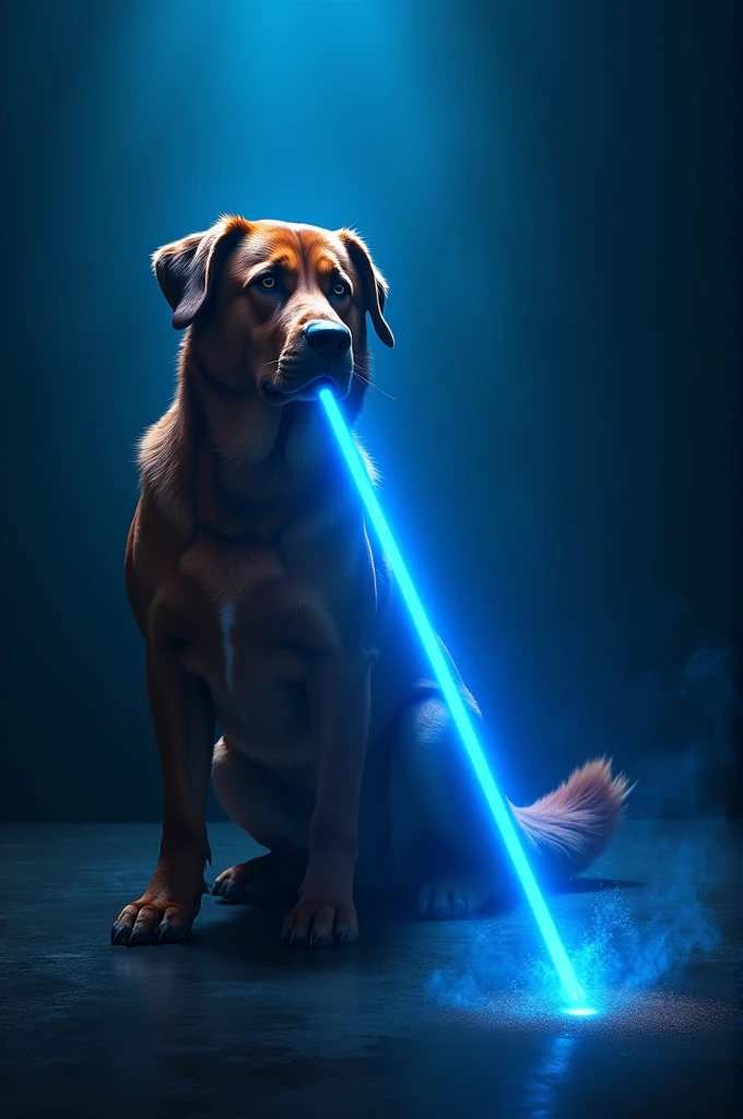 Blue laser brown dog
